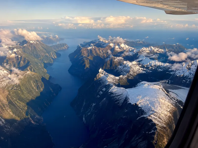Scenic flight view over the Southern Alps